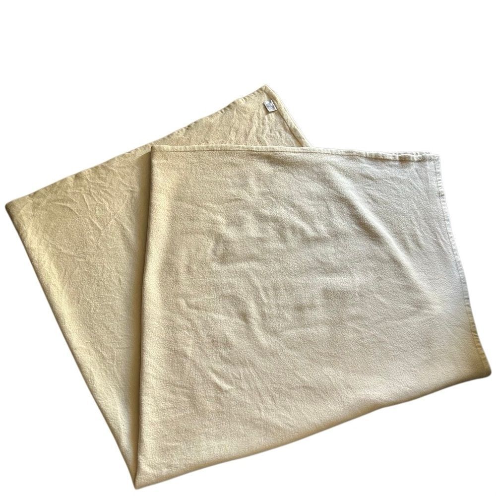 Vintage Virgin Wool cream Ivory Luxury Thick Heavy Blanket Frontgate 84 x 84 F
